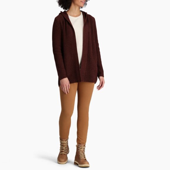 Royal Robbins Wool Blend Baylands Cardigan Hoodie Women’s Medium Red Brown - Picture 3 of 5